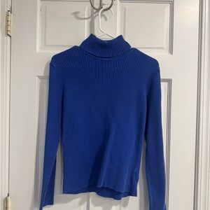 Ralph Lauren Blue Ribbed Turtleneck Sweater